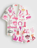 Cowgirl Pajama Set Women, Western Sleepwear, Rodeo Boots Pink Pajamas Gift