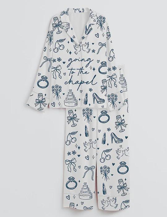 Bride Pajama Set Women, Going to the Chapel Sleepwear, Bridal Party Getting Ready PJs