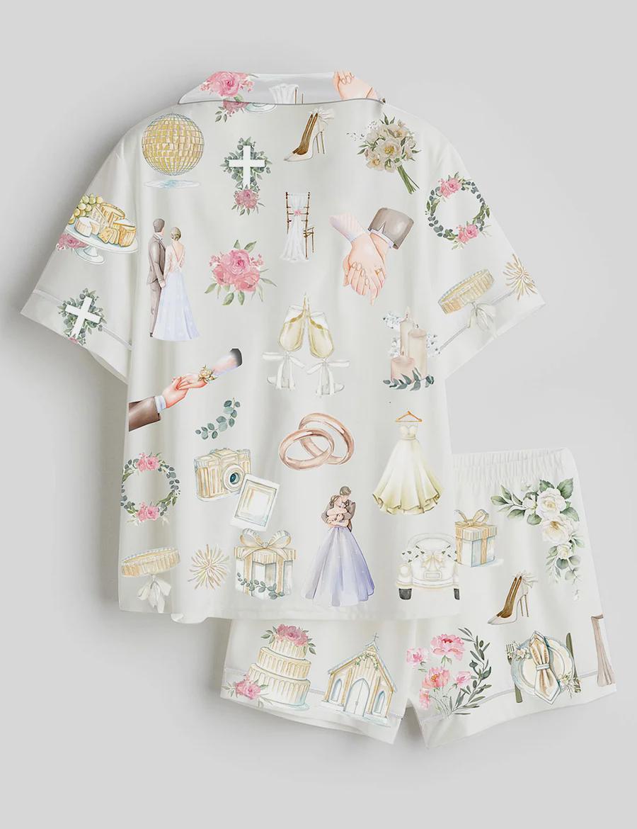 Bridal Getting Ready Pajamas Women, Bride Morning Sleepwear, Romantic Bride Lounge Outfit