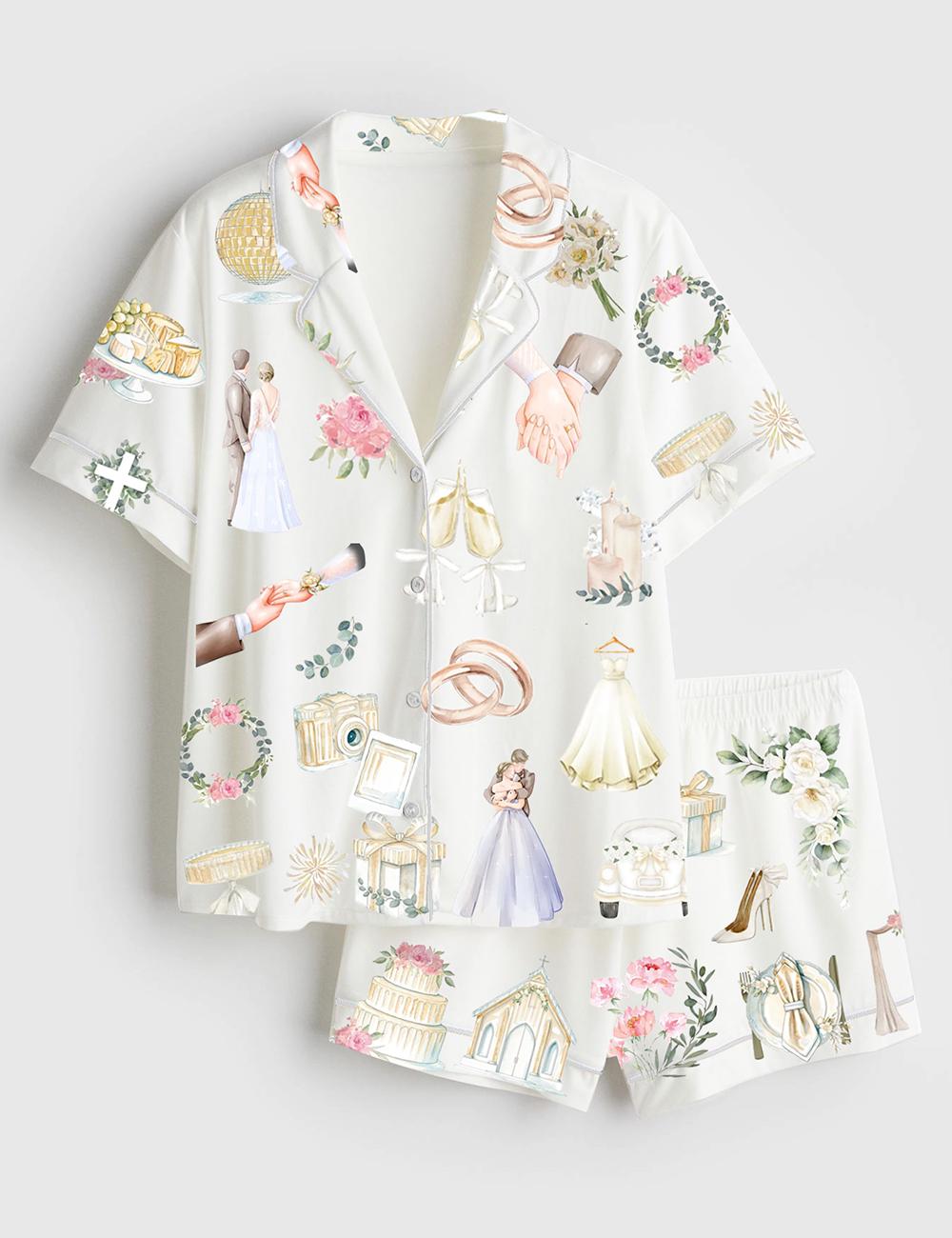 Bridal Getting Ready Pajamas Women, Bride Morning Sleepwear, Romantic Bride Lounge Outfit