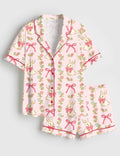 Easter Bunny Pajamas Women, Spring Rabbit Sleepwear, Pink Bow Floral Lounge Outfit