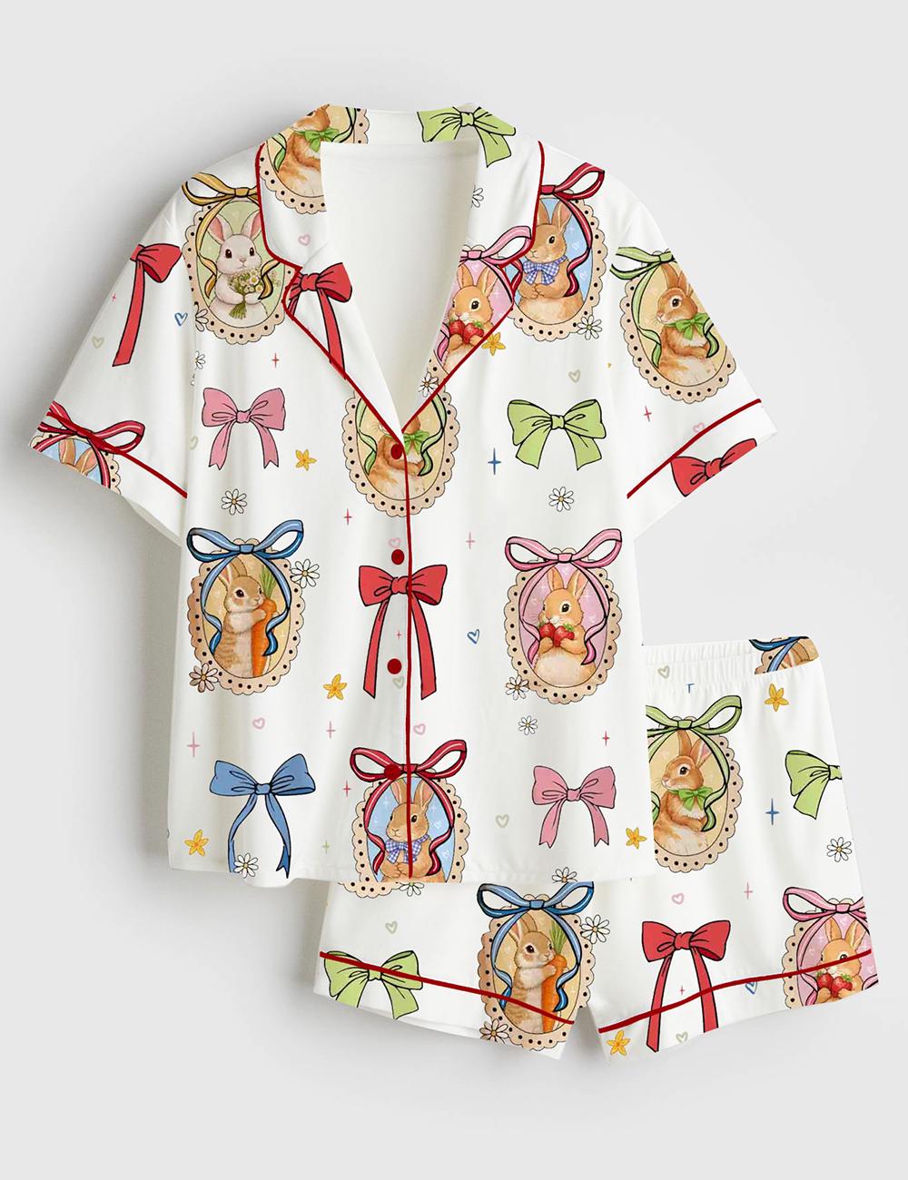 Easter Bunny Pajamas Women Rabbit Sleepwear Set Easter Gift Spring Outfit