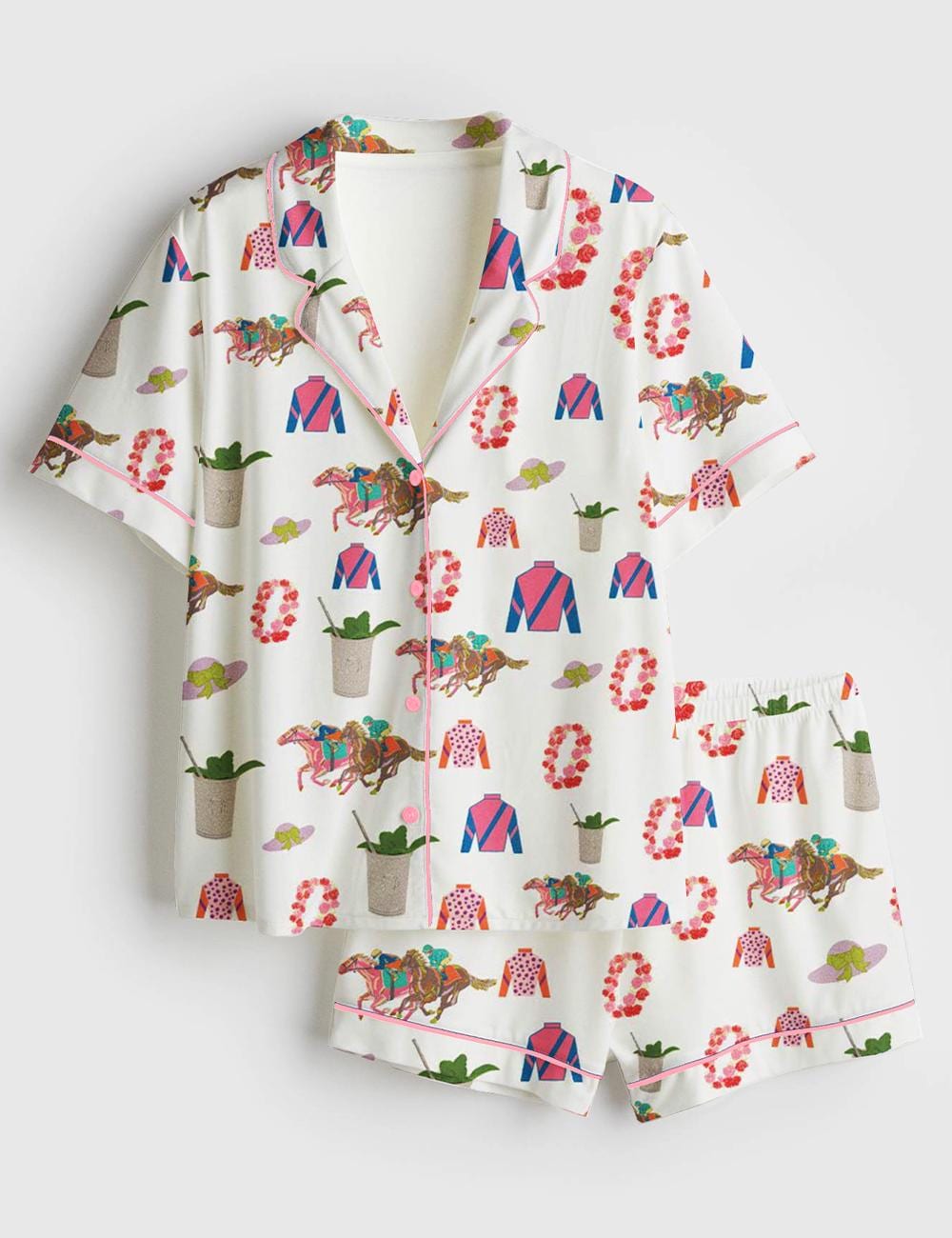 Kentucky Derby Pajama Set Women Horse Racing Mint Julep Lounge Set