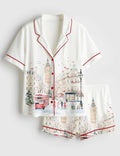 London City Pajamas Women, Big Ben Red Bus Sleepwear, Travel Theme Lounge Outfit