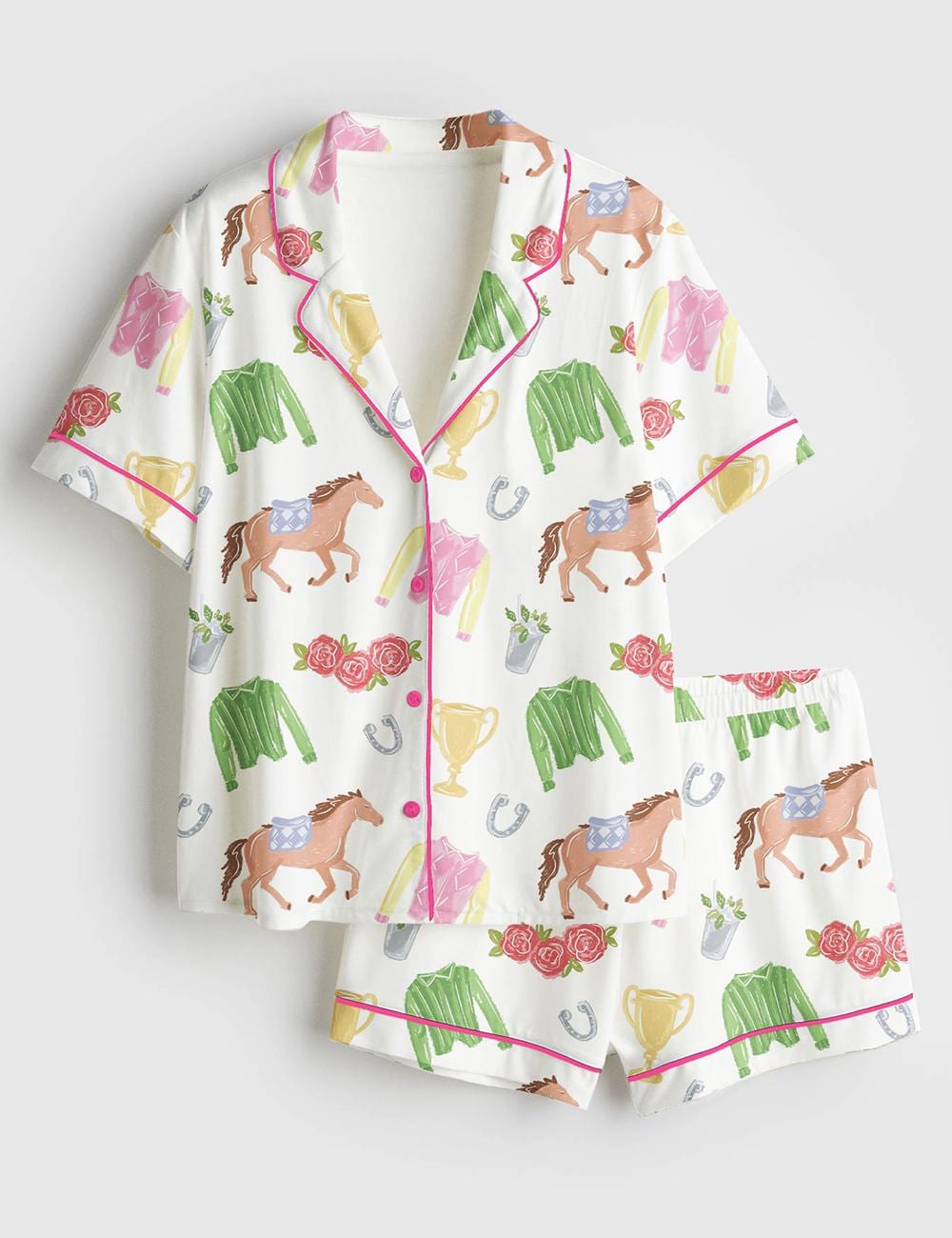 Horse Print Pajamas Women, Equestrian Sleepwear, Western Lounge Set