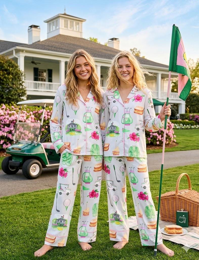 Pink Golf Pajama Set – Watercolor Lounge Set for Women | Bridal Party, Birthday, Bachelorette Gift