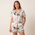 Tropical Pajama Set Women, Printed Summer Sleepwear Lounge Set