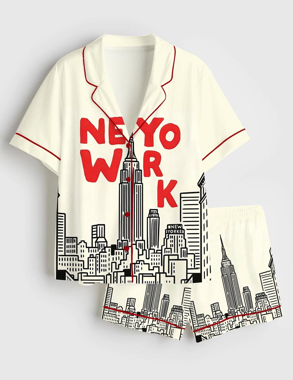 Women New York Pajama Set, NYC Skyline Shirt Shorts City Summer Outfit