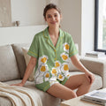 Duck Print Pajama Set Women, Tropical Summer Sleepwear Lounge Set