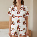 Women Cowboy Pajama Set, Funny Lobster Yee Claw Western Summer Outfit Gift