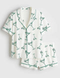 Women Cocktail Pajama Set, Martini Lounge Outfit, Girls Night Sleepwear