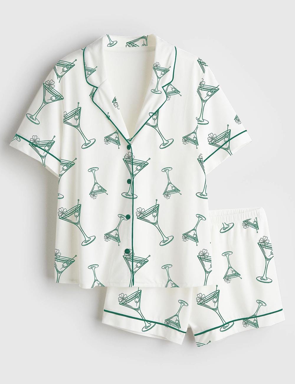 Women Cocktail Pajama Set, Martini Lounge Outfit, Girls Night Sleepwear
