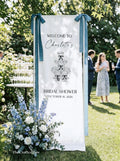 Personalized Linen Wedding Welcome Sign - Custom Fabric Banner for Bridal Shower & Engagement, Modern Minimalist Wedding