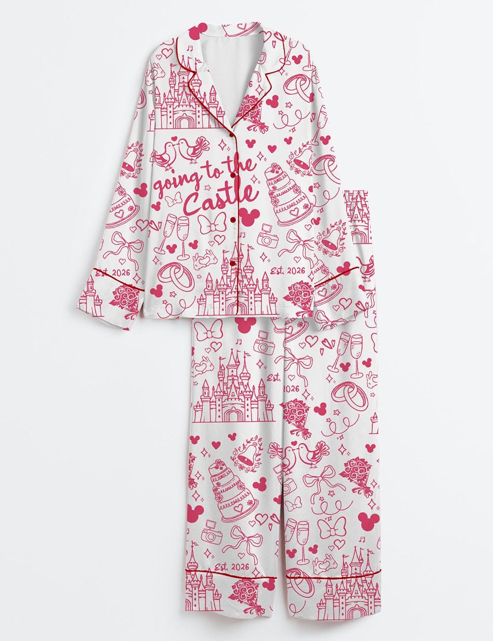 Women Wedding Pajama Set, Bride Lounge Outfit, Fairytale Bridal Sleepwear