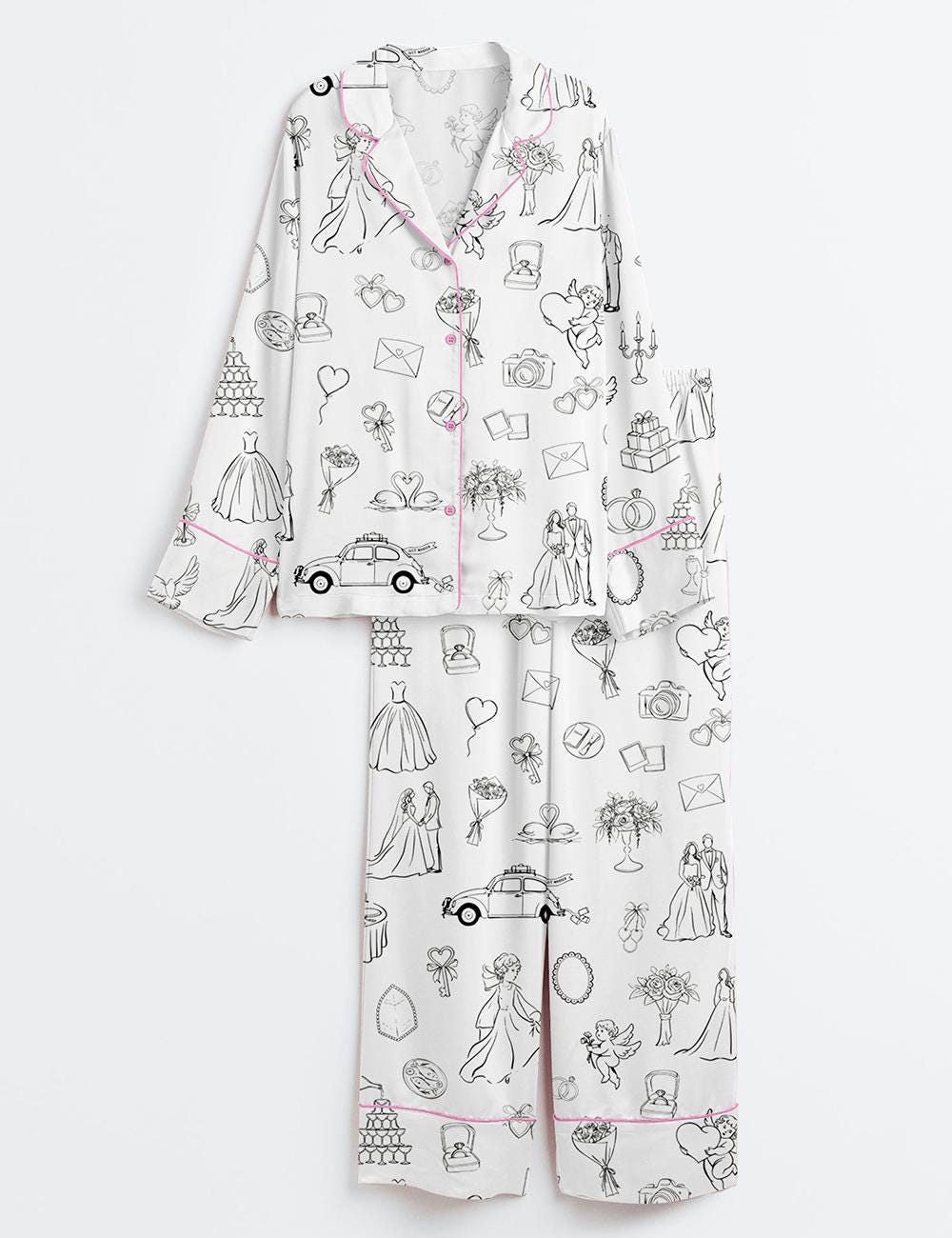 Bride Pajama Set, Wedding Morning Outfit, Bridal Lounge Sleepwear