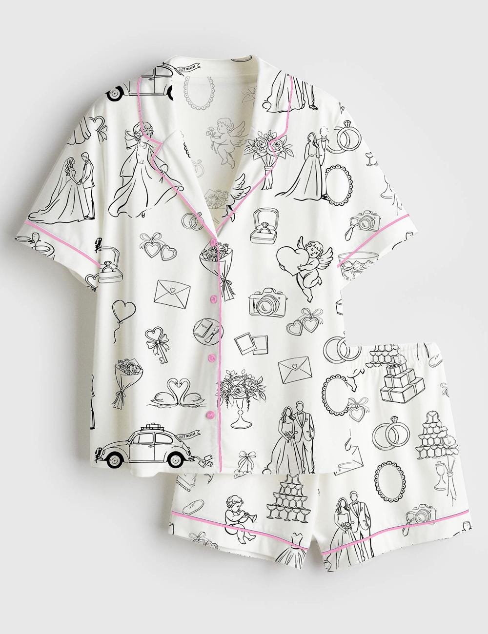 Bride Pajama Set, Wedding Morning Outfit, Bridal Lounge Sleepwear