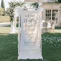 A New Chapter Begins Linen Wedding Banner, Custom Book Lover Fabric Wedding Welcome Sign, Personalized Reception and Engagement Party Decor