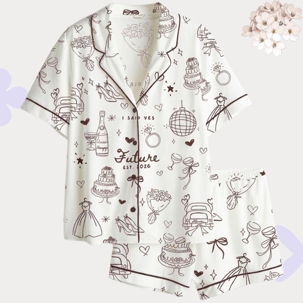 Future Mrs. Bridal Doodle Pajama Set – Engagement Bachelorette Sleepwear 2026