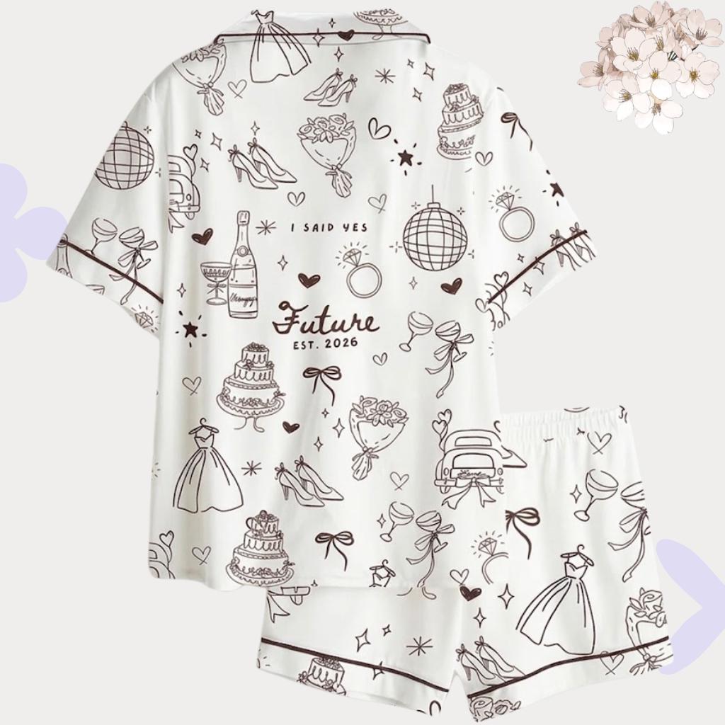 Future Mrs. Bridal Doodle Pajama Set – Engagement Bachelorette Sleepwear 2026