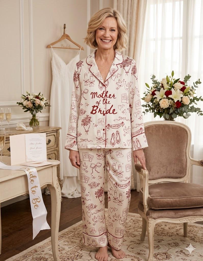 Mother of the Bride Pajama Set – Bridal Party Sleepwear, Wedding Morning Outfit