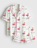 Flamingo Pajama Set Women Pink Summer Pajamas Beach Vacation Loungewear Gift