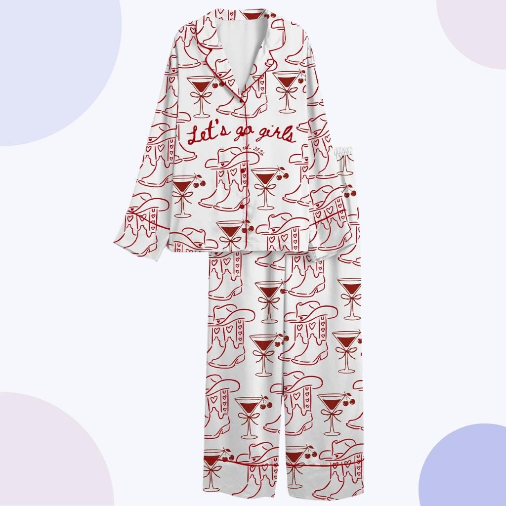 Let's Go Girls Pajamas – Custom Western Bachelorette Sleepwear – Nashville Bridesmaid Proposal Gift