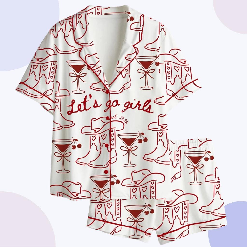 Let's Go Girls Pajamas – Custom Western Bachelorette Sleepwear – Nashville Bridesmaid Proposal Gift