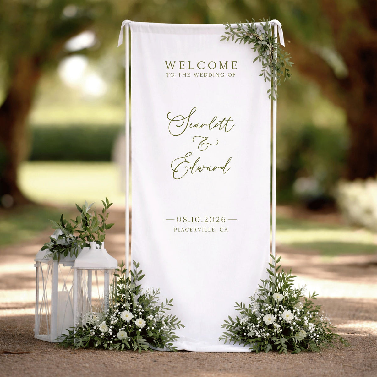 Custom Fabric Wedding Welcome Sign, Linen Welcome Sign, Wedding Banner, Modern Wedding Decor, Rustic Wedding Sign, Engagement Party Sign