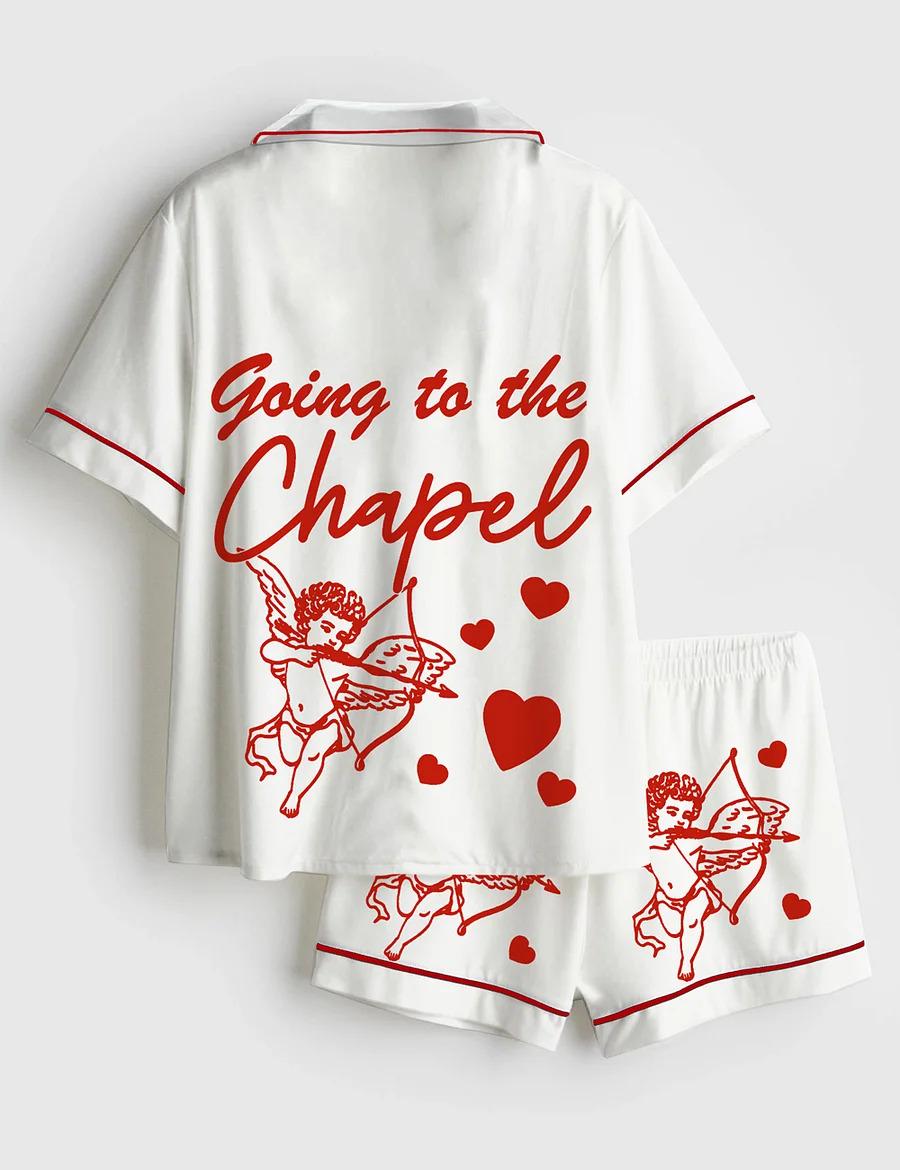 Vegas Bachelorette Satin Pajamas, Going To The Chapel Silk Pjs, Long Sleeve Bridal Party Sleepwear, Las Vegas Bride Gift, Aesthetic Pjs Set