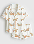 Floral Dachshund Pajama Set Women Summer Sleepwear Dog Lover Loungewear Pet Print