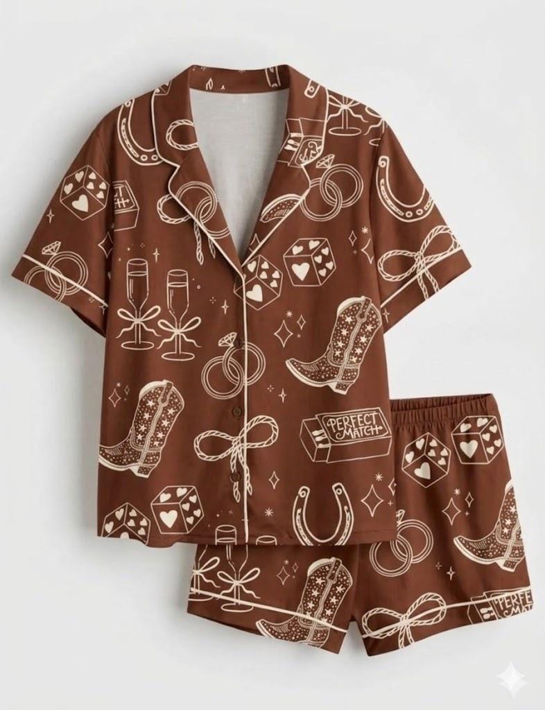 Western Pajama Set, Cowgirl Bachelorette Party Women's PJs