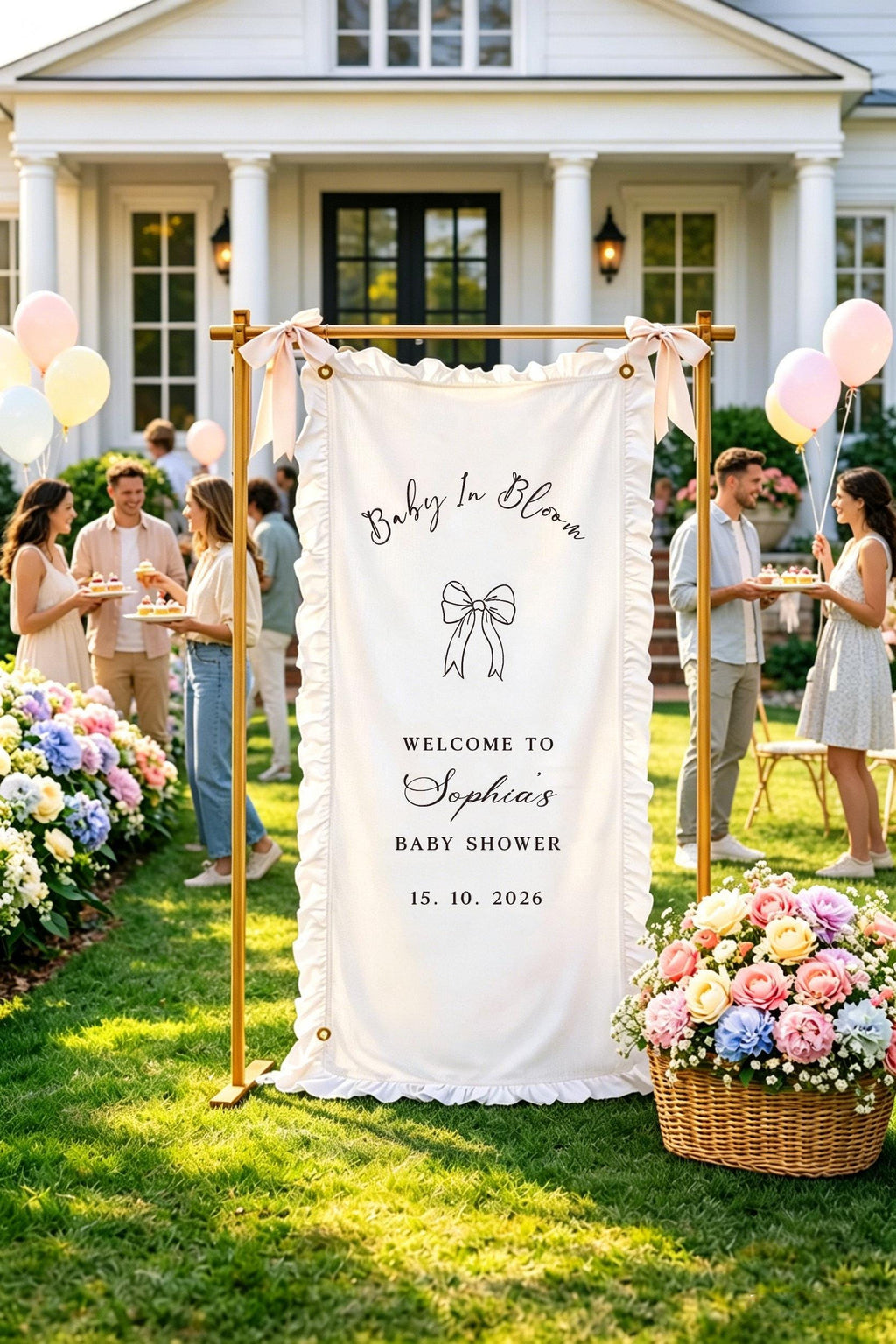 Custom Fabric Baby Shower Welcome Sign, Baby in Bloom Banner, Floral Baby Shower Decorations, Personalized Baby Shower Gift, Party Decor