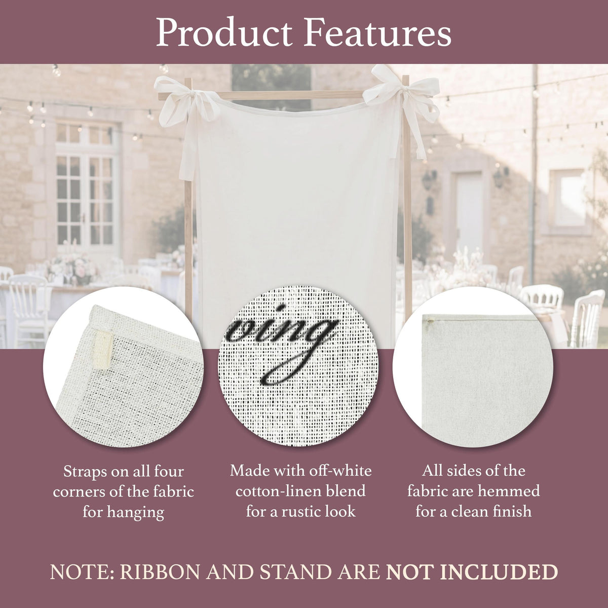 Personalized Linen Wedding Welcome Sign with Couple Emblem, Custom Bride and Groom Logo Wedding Banner, Monogram Engagement Party Decor