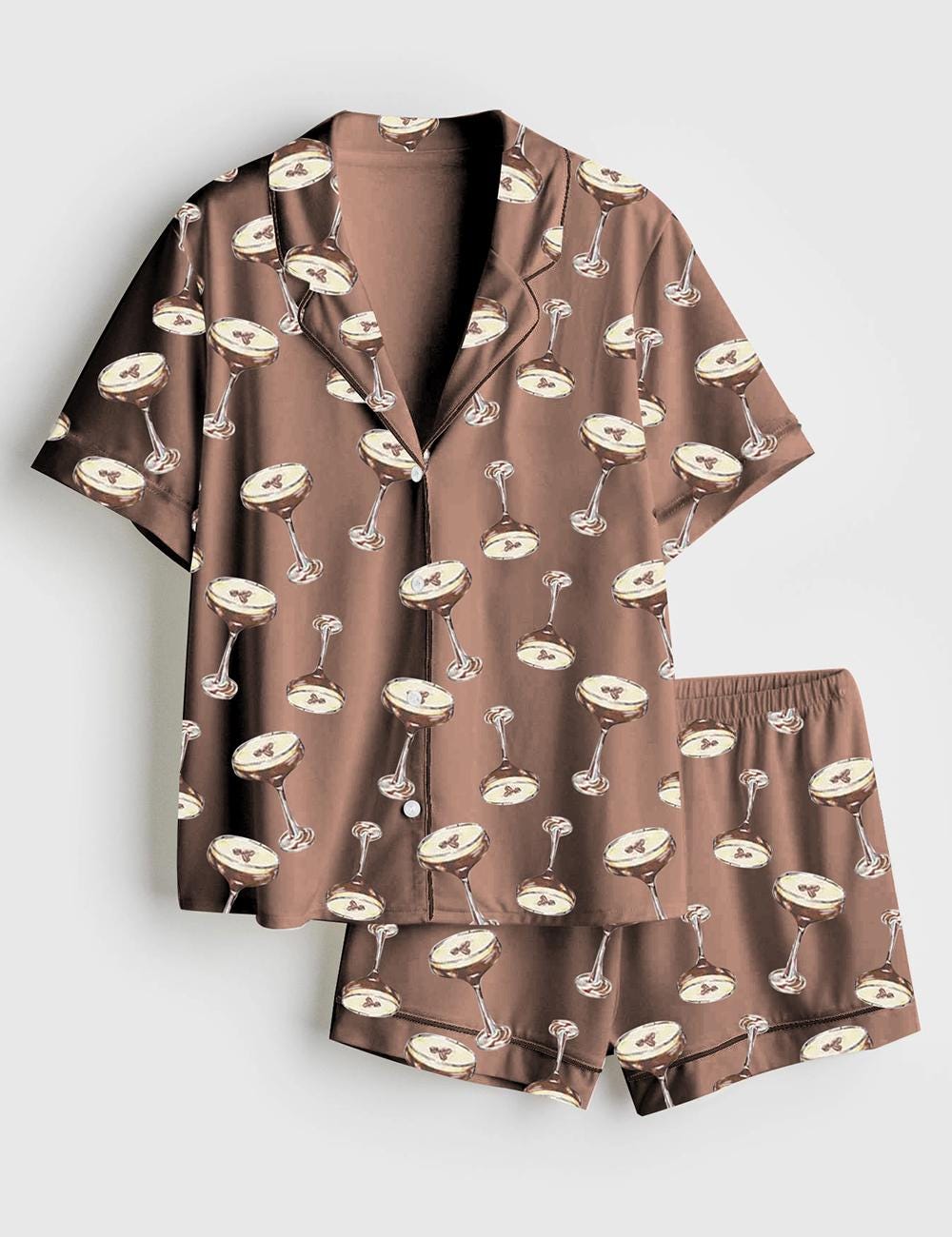 Espresso Martini Pajamas Women Cocktail Print Bachelorette Party Lounge Outfit