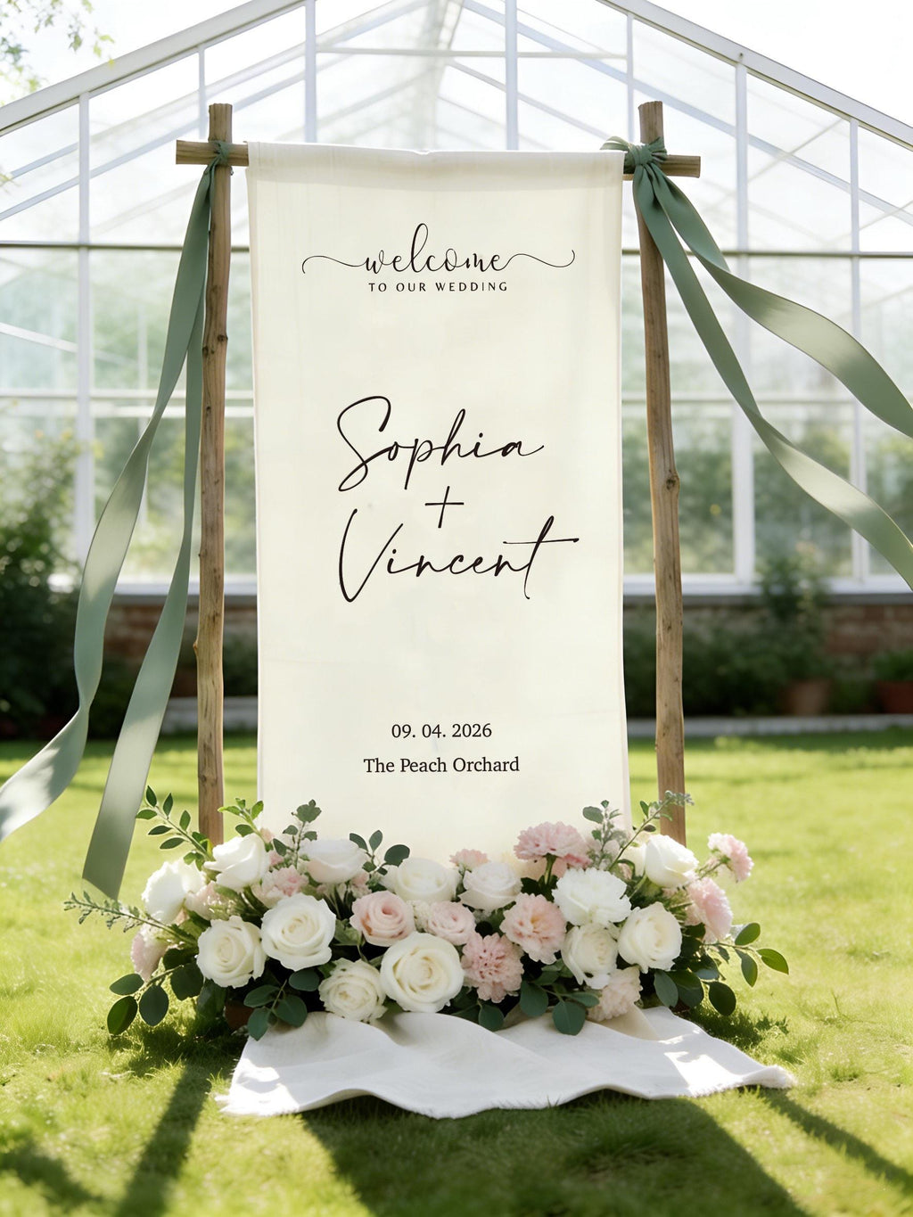 Personalized Wedding Welcome Sign Fabric Banner, Custom Linen Signage for Baby Shower, Engagement Party, Boho Ceremony, Rustic Wedding Decor