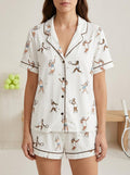 Tennis Pajama Set for Women, Sport Satin Sleepwear, Tennis Lover Gift PJs