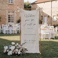 Custom Bible Verse Linen Wedding Banner, Church Wedding Welcome Sign, Rustic Personalized Quote Reception Decor, Engagement Party Tapestry