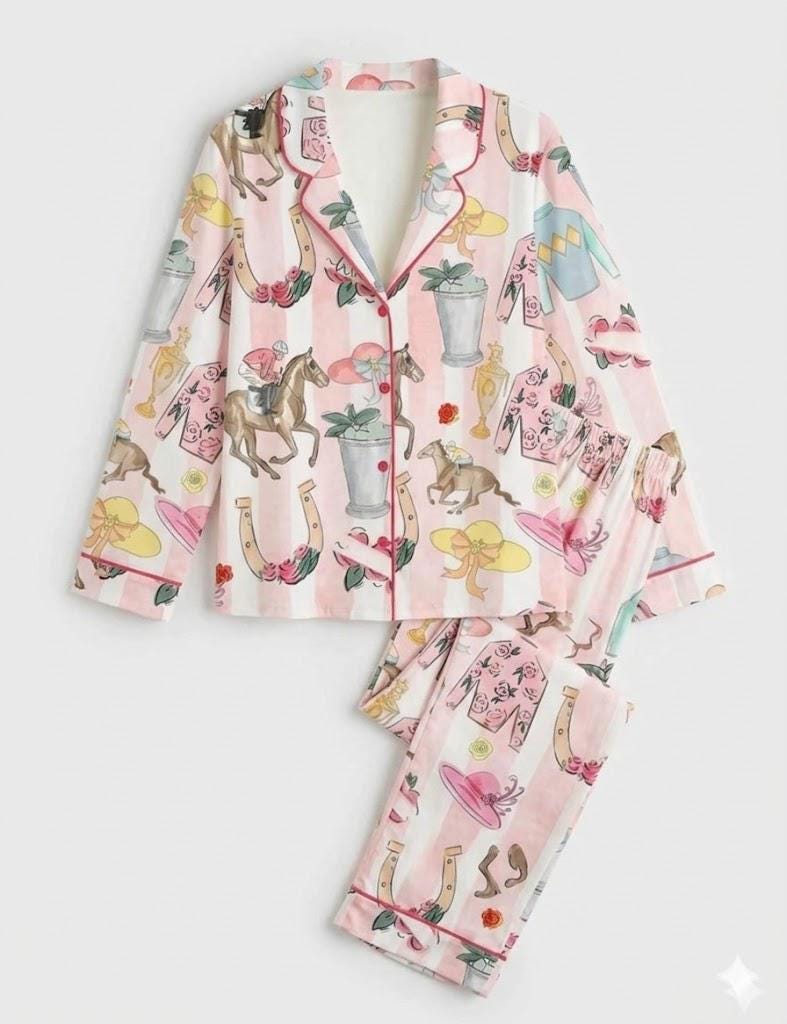 Horse Racing PJ Set – Preppy Jockey Sleepwear & Bachelorette Gift
