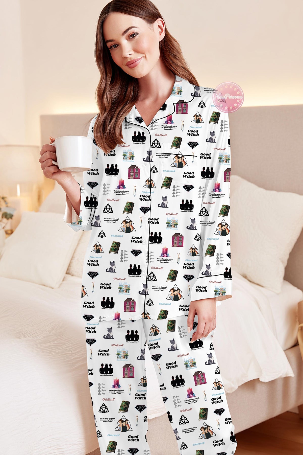 Charmed Pajama Set, TV Series Fan PJs, Witchy Magic Sleepwear, Charmed Sisters Pajamas, Cozy Loungewear for Women, Fan Gift Idea