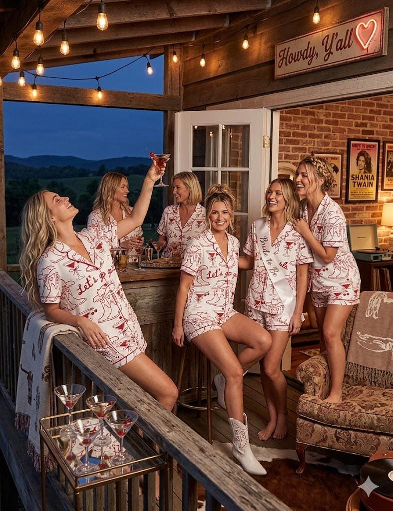 Let's Go Girls Pajamas – Custom Western Bachelorette Sleepwear – Nashville Bridesmaid Proposal Gift