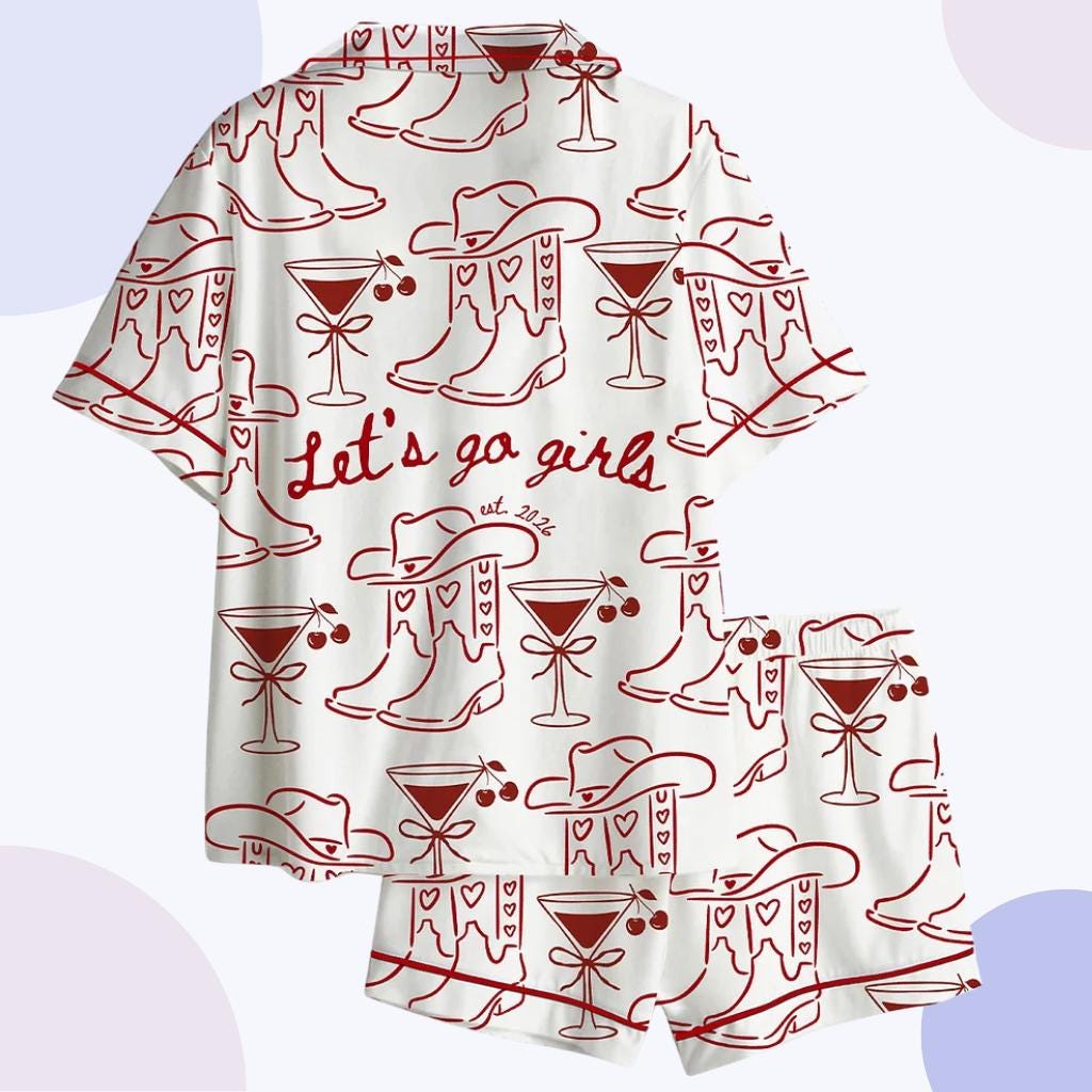 Let's Go Girls Pajamas – Custom Western Bachelorette Sleepwear – Nashville Bridesmaid Proposal Gift