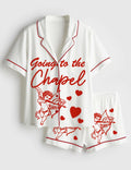 Vegas Bachelorette Satin Pajamas, Going To The Chapel Silk Pjs, Long Sleeve Bridal Party Sleepwear, Las Vegas Bride Gift, Aesthetic Pjs Set