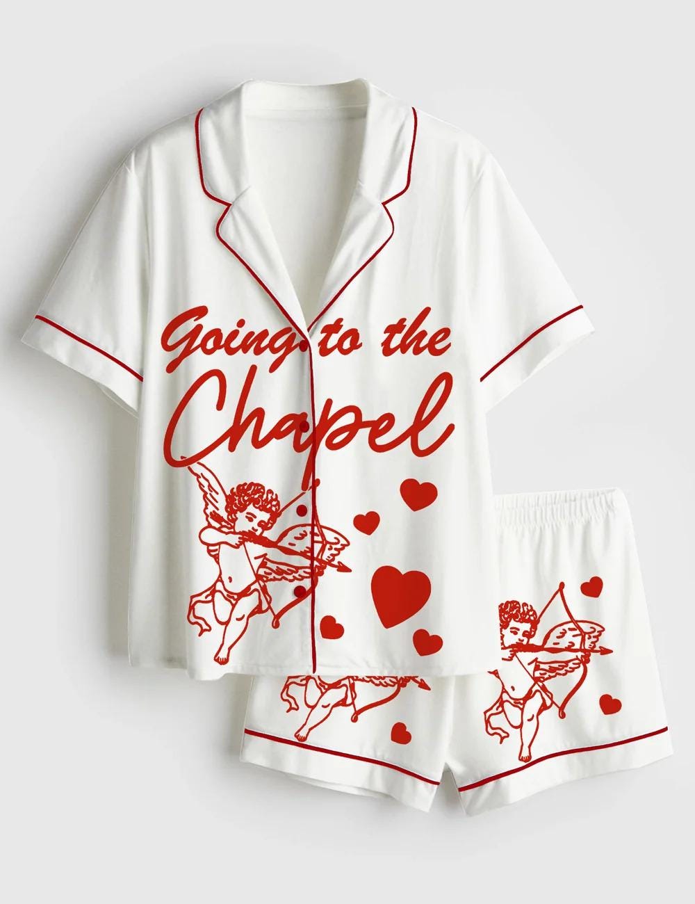 Vegas Bachelorette Satin Pajamas, Going To The Chapel Silk Pjs, Long Sleeve Bridal Party Sleepwear, Las Vegas Bride Gift, Aesthetic Pjs Set