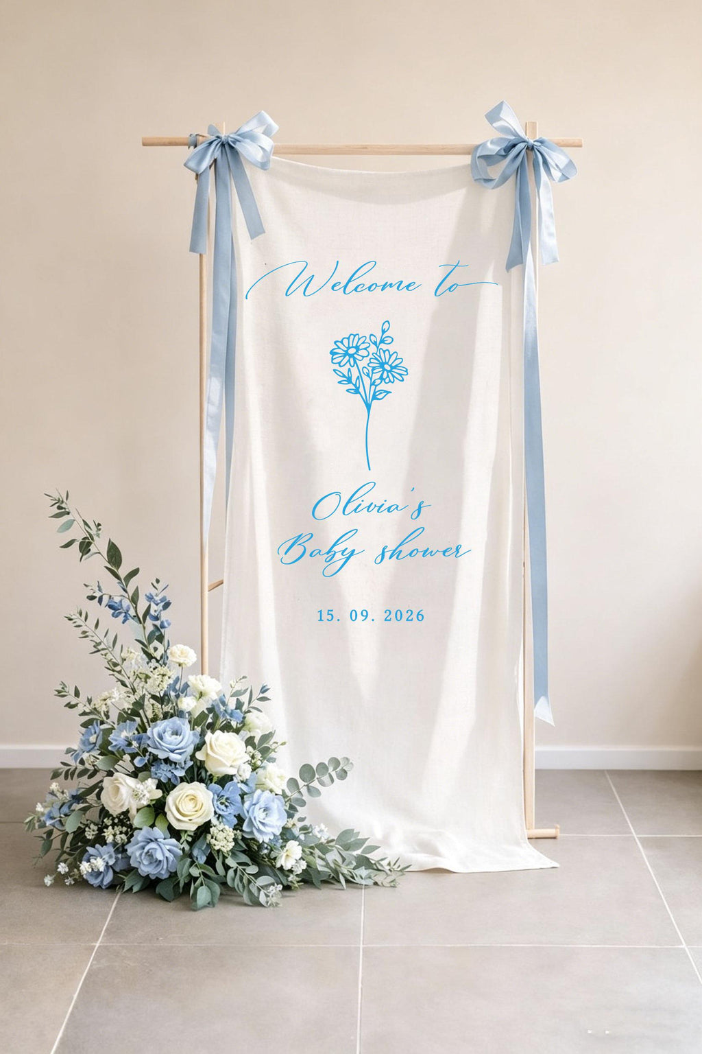 Custom Fabric Baby Shower Welcome Sign, Baby in Bloom Banner, Floral Baby Shower Decorations, Personalized Baby Shower Gift, Party Decor