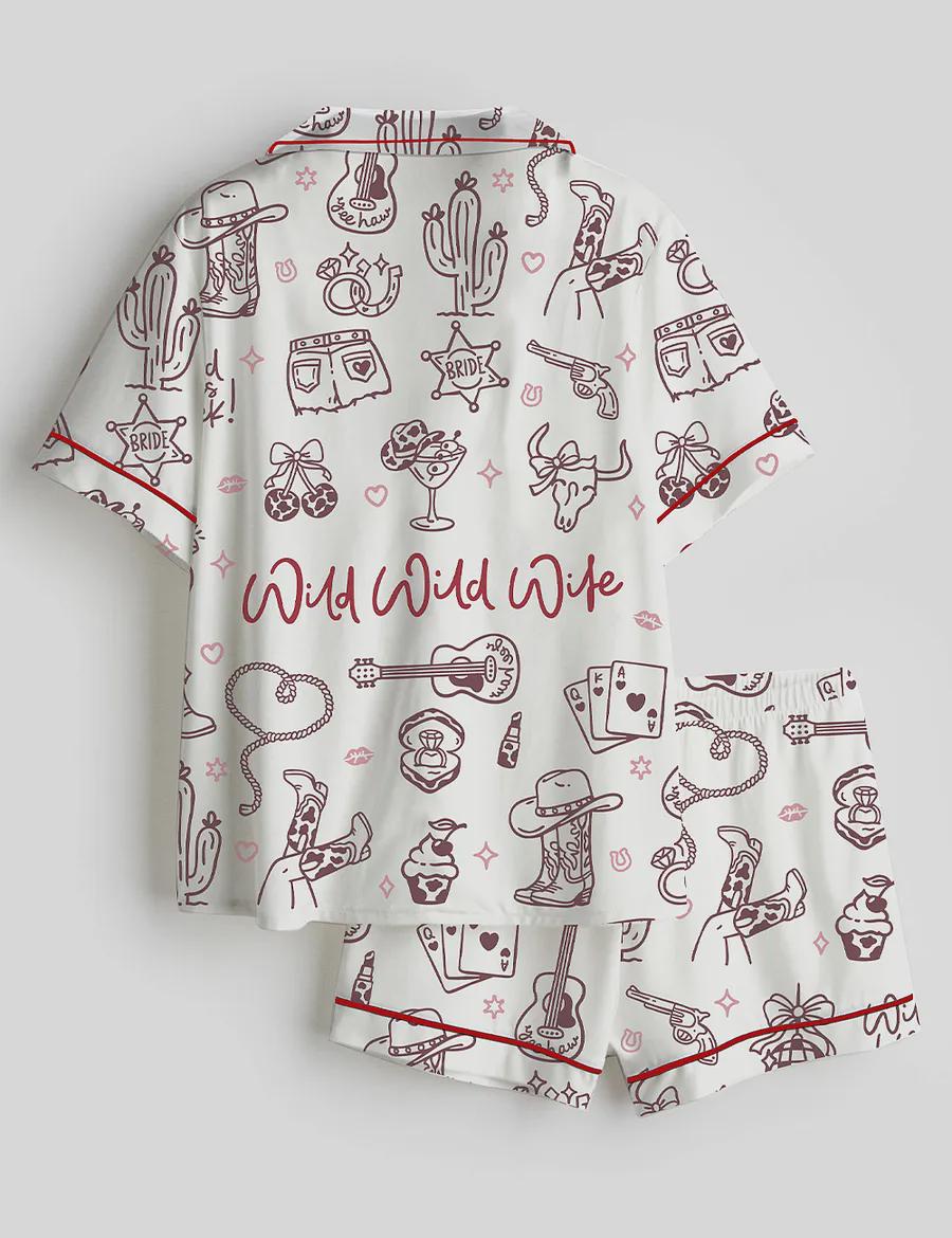 Wild Wife Pajama Set, Bachelorette PJs, Western Bride Cowgirl Sleepwear