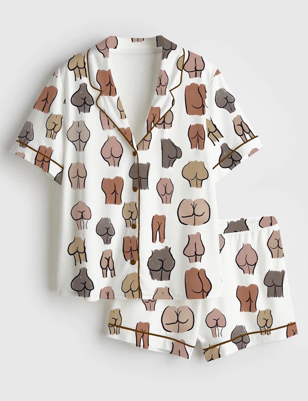 Funny Novelty Pajama Set, Abstract Body Print PJs, Gag Gift Lounge Set