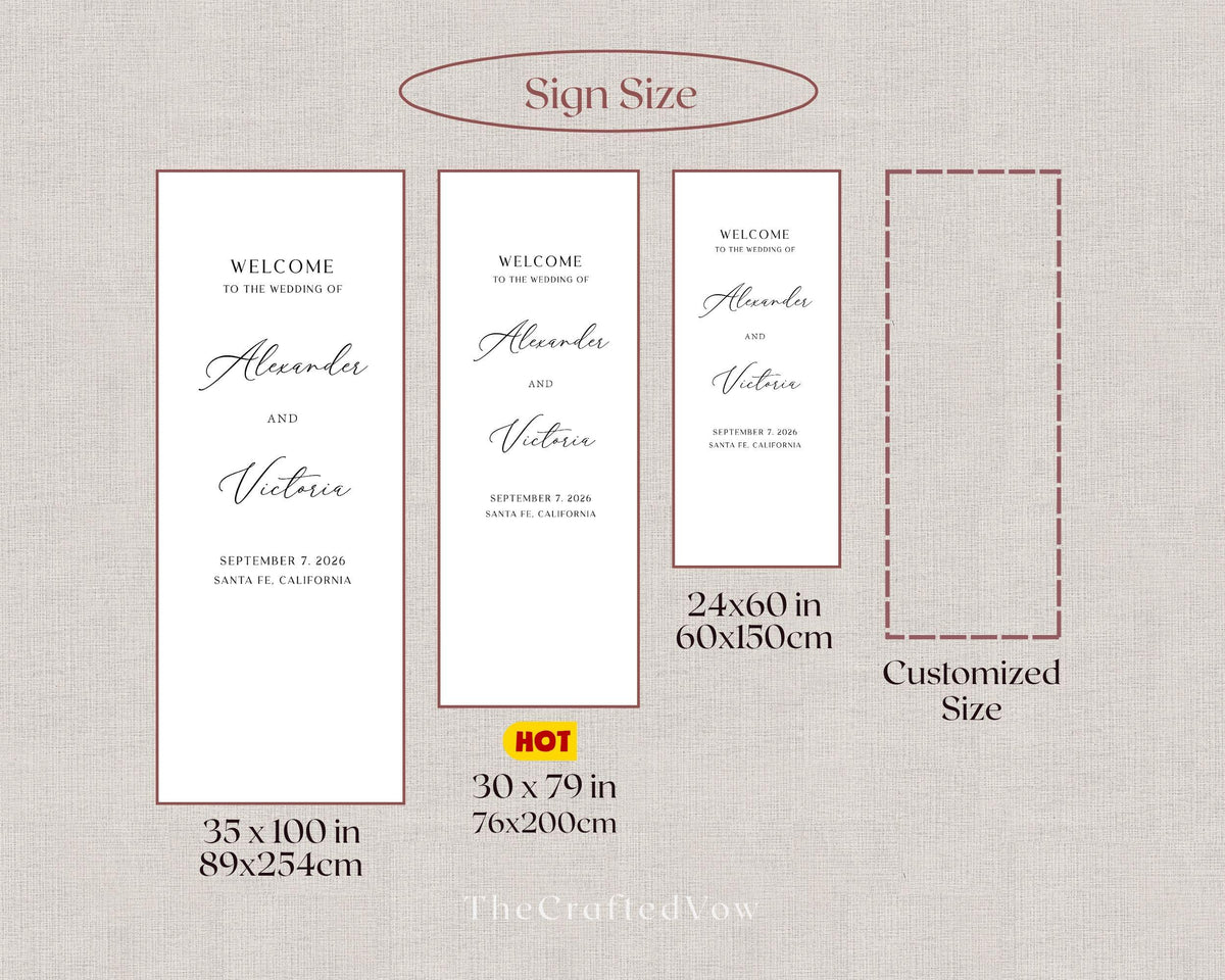 Personalized Linen Wedding Welcome Sign - Custom Fabric Banner for Bridal Shower & Engagement, Modern Minimalist Wedding