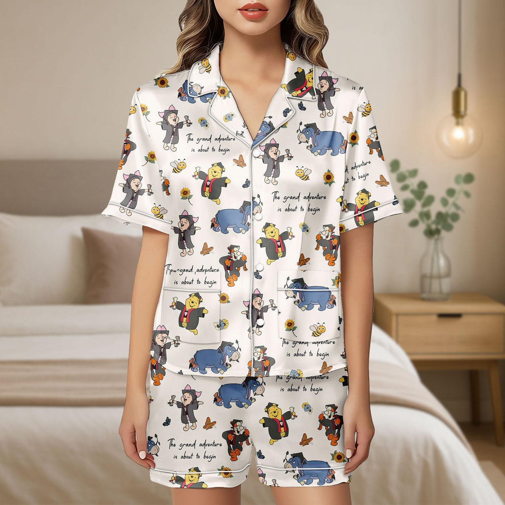 Disney Pooh Graduation Pajama Set, Disney Bear Pajamas, Cute Disney Sleepwear, Cute Women Clothes, Matching Group Clothes, Gift For Her