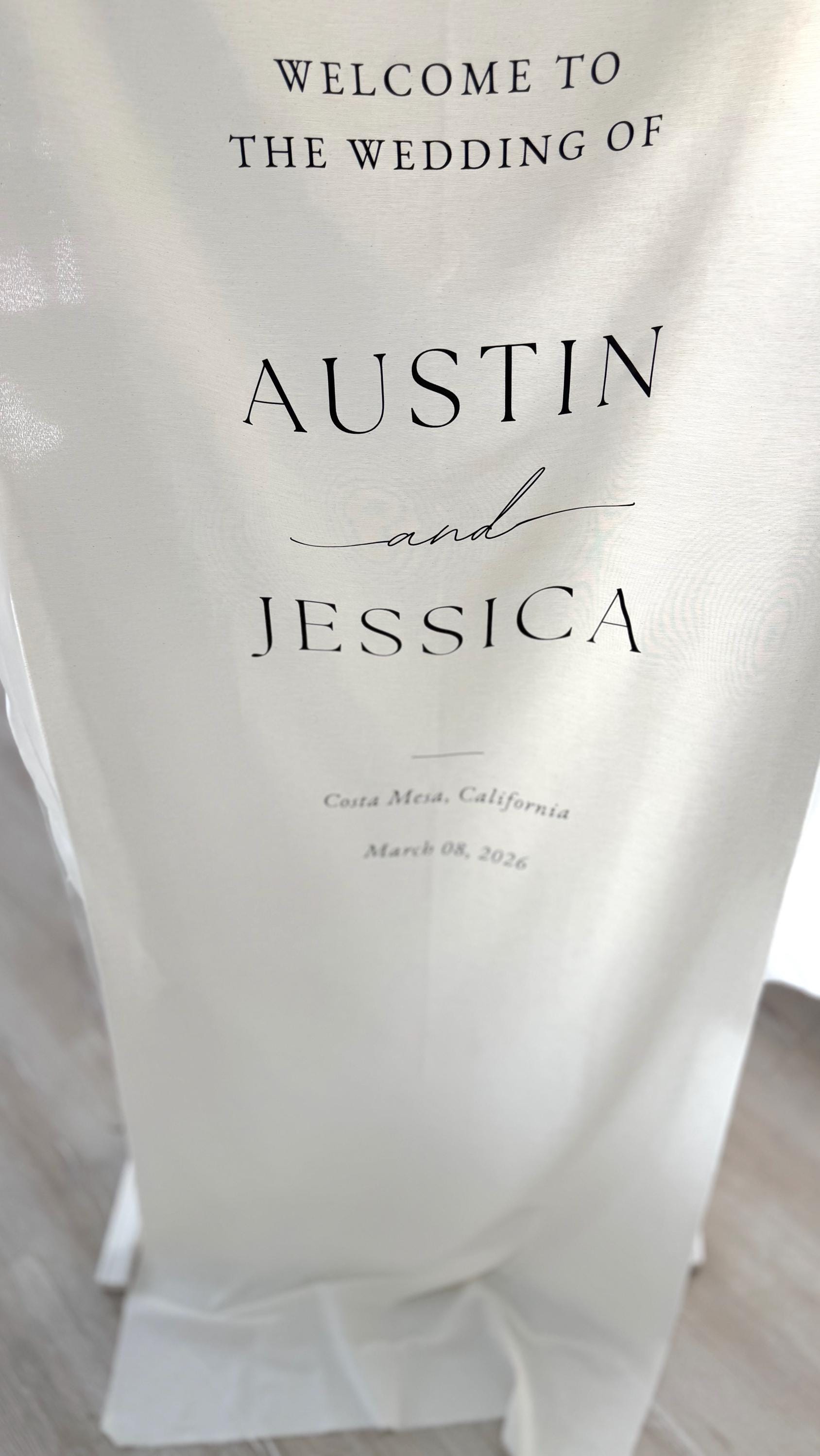 Modern Wedding Welcome Sign, Fabric Sign, Fabric Welcome Sign, Custom Linen Sign, Boho Wedding, Wedding Welcome Signs