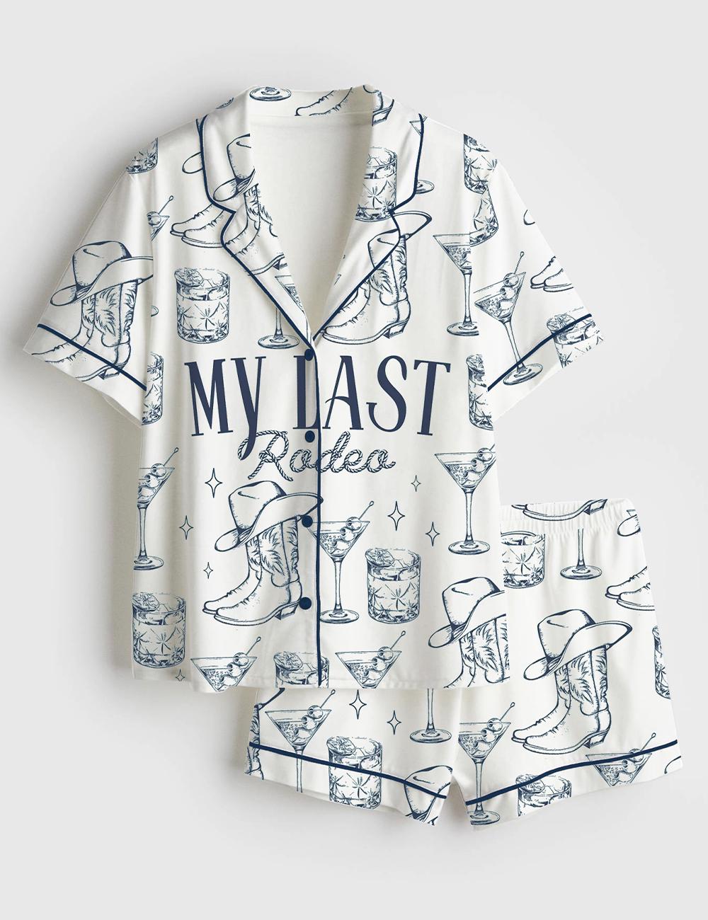 Last Rodeo Pajama Set Women Cowgirl Bachelorette Party Western Sleepwear Bride Squad Lounge Shorts